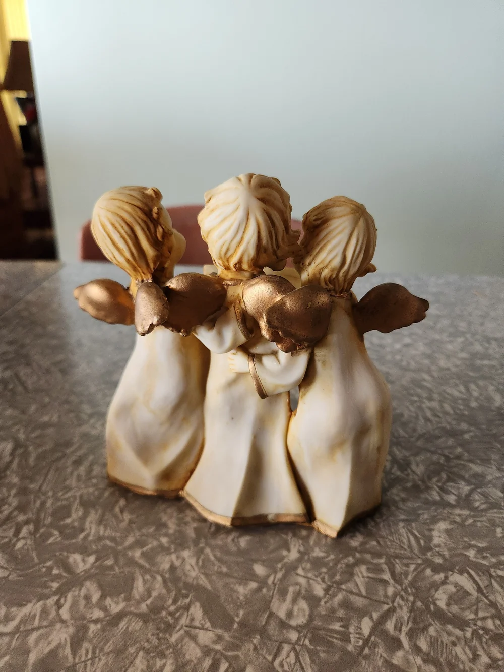 Source Unknown Cream and Gold Angel Carolers Trio Figurine